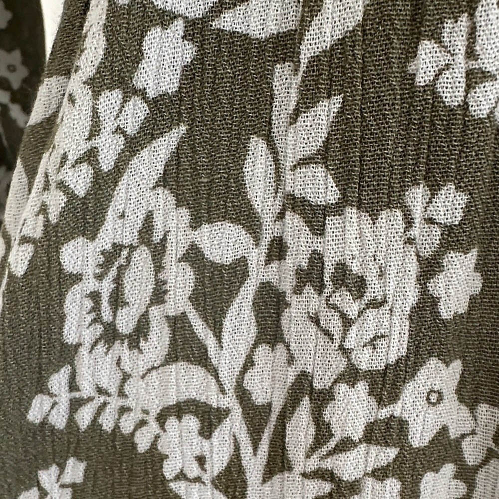 Lulus Spring Meadows Olive Green Floral Print Midi Dress Size L - Picture 5 of 15